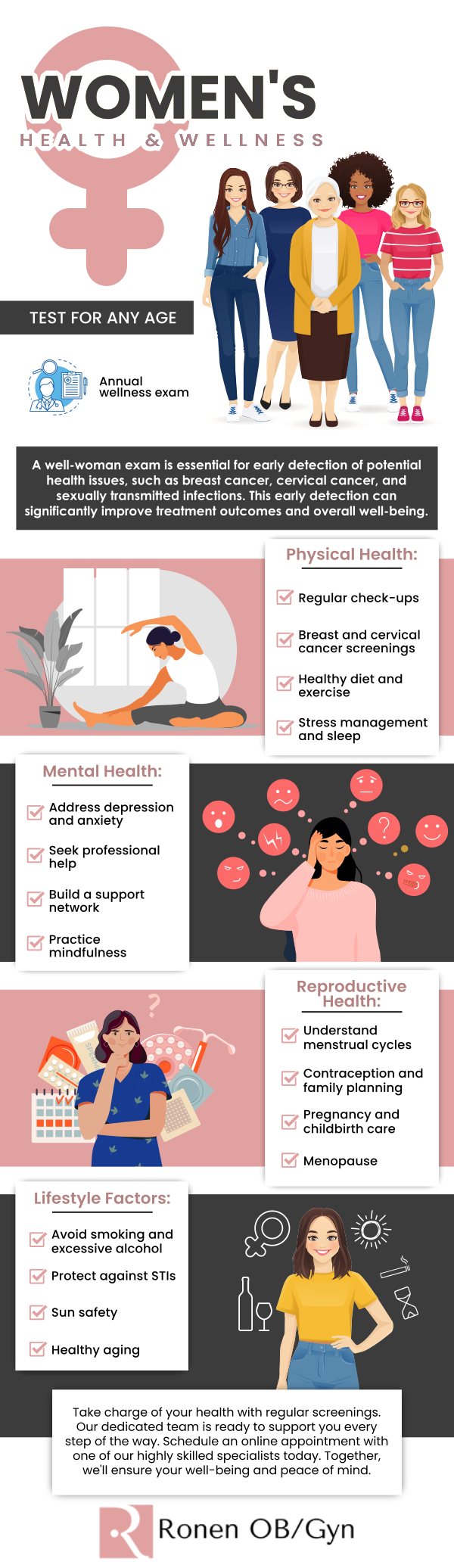 At Ronen OB/GYN in Houston, TX, we offer a wide range of women's health services, including preventive care, contraceptive counseling, pregnancy and prenatal care, sexual health screenings, and management of conditions like PCOS, endometriosis, and menopause. Our comprehensive approach ensures that every patient receives personalized care. Dr. Pinky and Dr. Itai Ronen, provide compassionate and individualized care to support each woman’s health and well-being. For more information, contact us or schedule an appointment online. Our clinic is conveniently located at 950 Threadneedle, Suite 282, Houston, TX 77079.